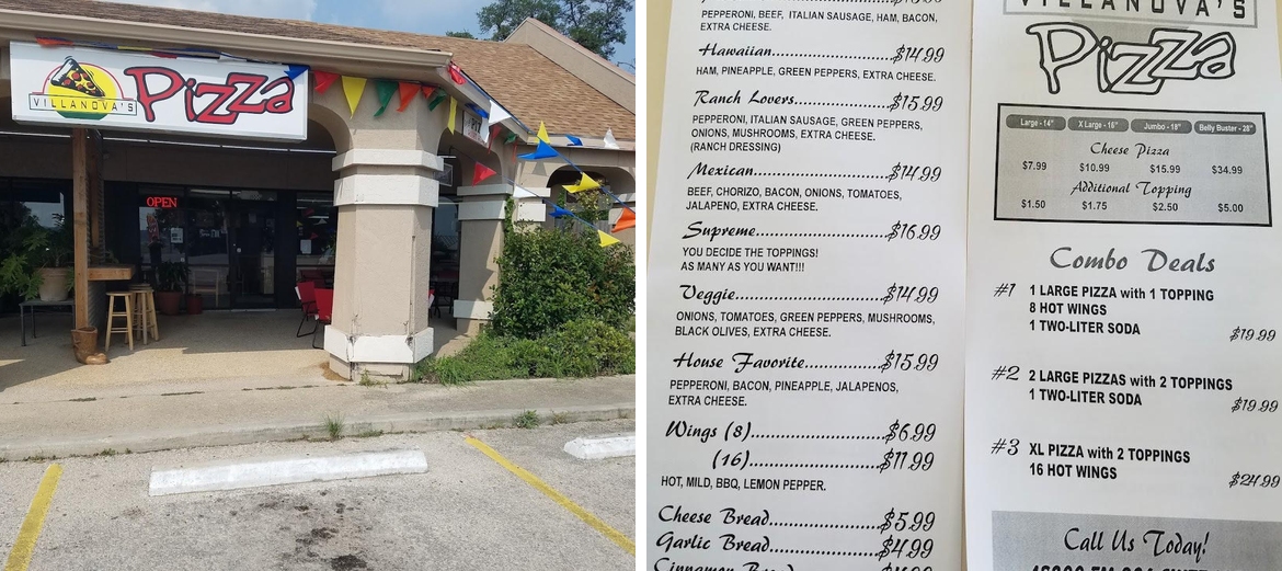 Villanova's Pizza Menu
